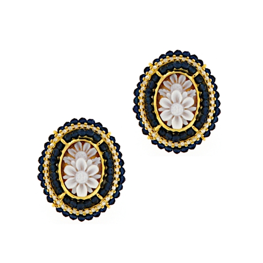 Orecchini in argento cammeo e pietre