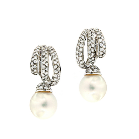 orecchini con perle e diamanti