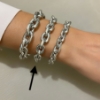 Bracciale maglia forzatina battuta argento