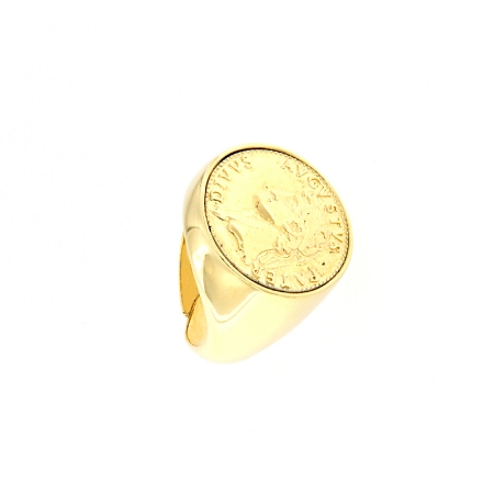 anello in argento dorato con moneta