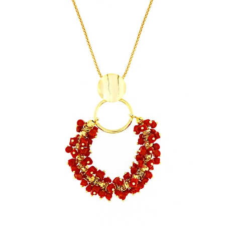 collana argento dorato e pendente coralli