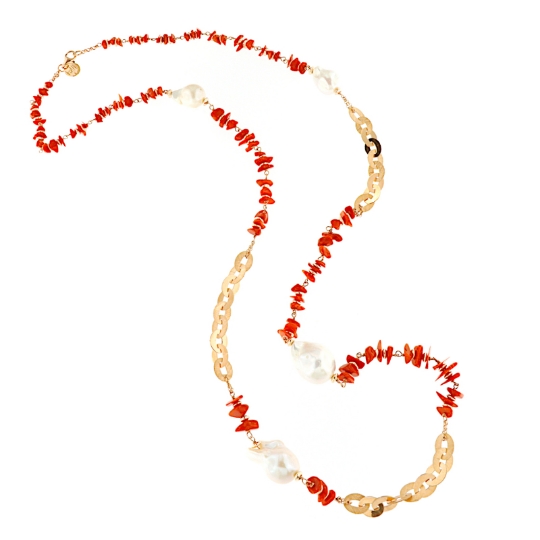 collana in argento coralli e perle