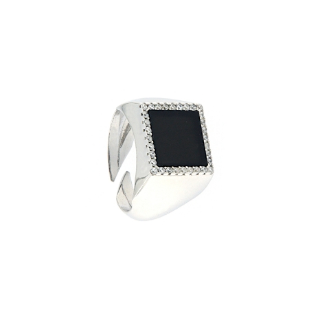 anello argento resina nera zirconi