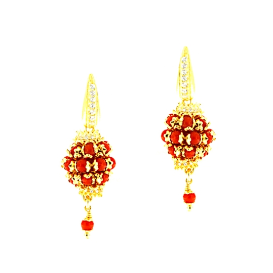 orecchini in argento coralli e zirconi