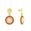 Orecchini in argento con cammeo corallo e zirconi
