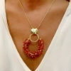 Collana con pendente in argento e corallo 