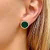 Orecchini in argento tondi con zirconi e malachite 