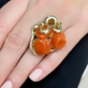 Anello a serpente in argento con corallo 