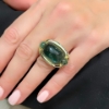 Anello in argento dorato e quarzo verde