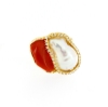 Anello in argento con perla e corallo