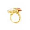 Anello in argento con perla e corallo
