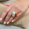 Anello in argento con perla e corallo 