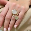 Anello in argento dorato zirconi e pasta vitrea bianca 