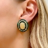 Orecchini in argento con malachite e zirconi 