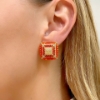 Orecchini in argento con corallo e zirconi 