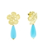orecchini con fiore in argento e turchese