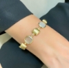 Bracciale in argento dorato e paste vitree acquamarina milky