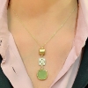 Collana in argento dorato zirconi e pasta vitrea verde