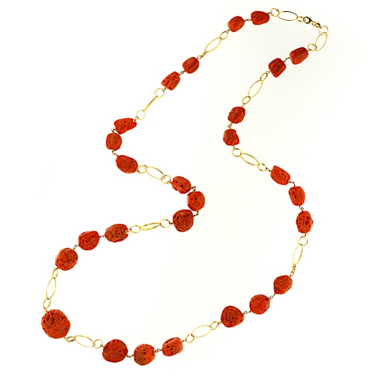 collana in oro e corallo