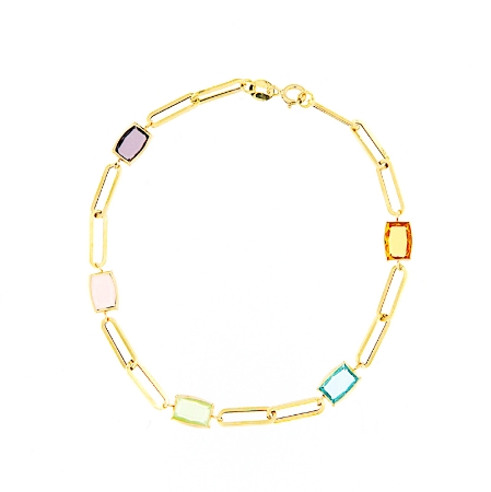 Bracciale in oro e quarzi colorati