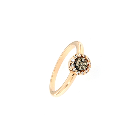 Anello in oro rosa e diamanti bianchi e brown