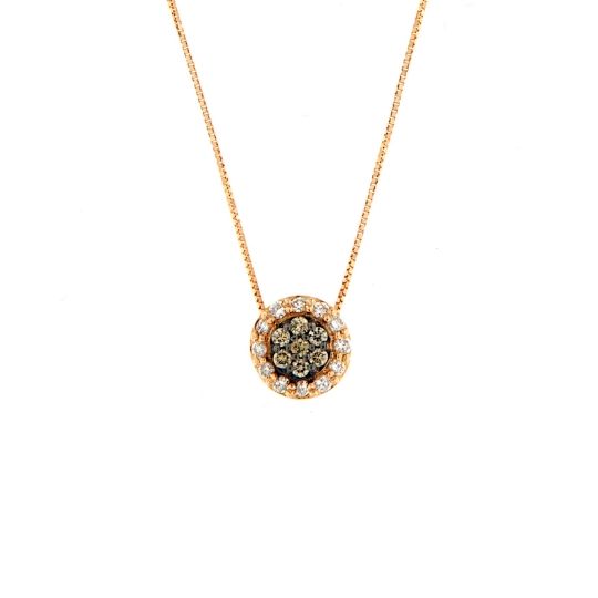 Collana con pendente in oro rosa e diamanti brown