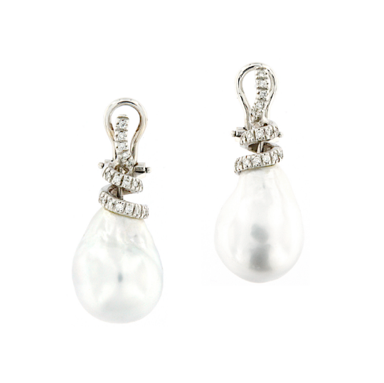 orecchini con diamanti e perle barocche