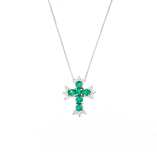 croce con diamanti e smeraldi