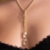 Immagine di Collana in argento a doppia staffa e perle pendenti