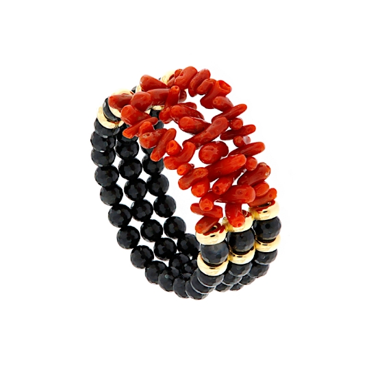 Bracciale in onice e corallo
