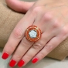 Anello in argento cammeo e corallo