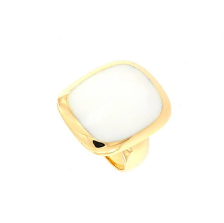 Anello in oro ed agata bianca