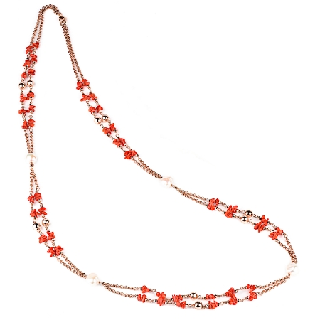 collana in argento perle e corallo