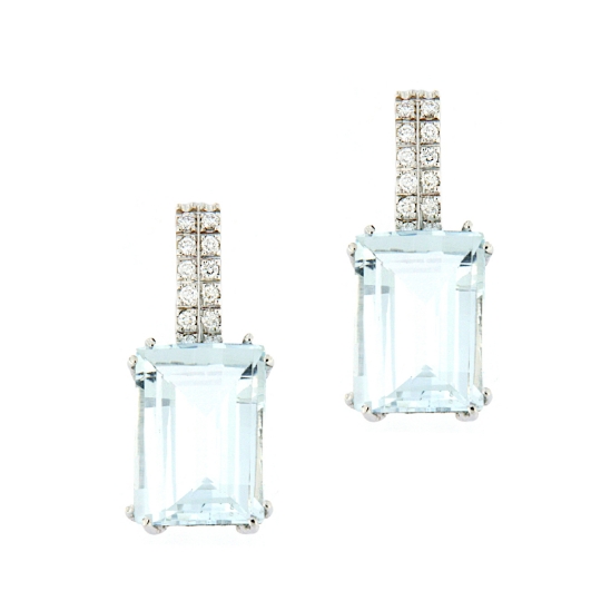 Orecchini con diamanti ed acquamarine