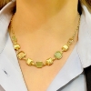 Collana in argento dorato e pasta vitree verdi 