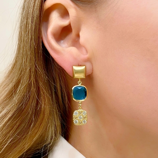 Orecchini In Argento Zirconi E Paste Vitree Azzurre - Ma.Gi. Gioielli - Foto 7