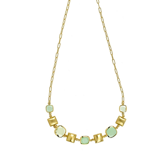 collana in argento e paste vitree verdi