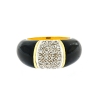 Anello a fascia bombata con diamanti ed onice