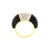 Anello a fascia bombata con diamanti ed onice
