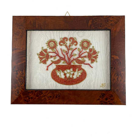 Quadro con corallo vaso con fiori