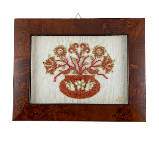 Quadro con corallo vaso con fiori