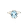 Anello con diamanti e acquamarina