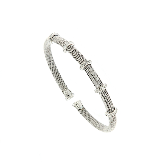 bracciale rigido in argento e zirconi