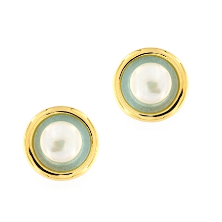 Orecchini in argento acquamarina e perle