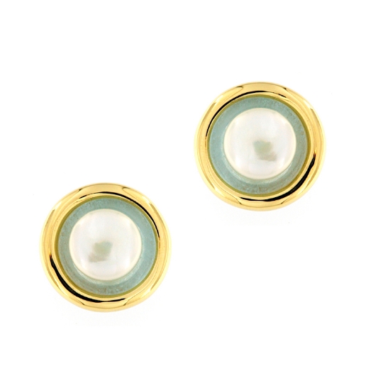 Orecchini in argento acquamarina e perle