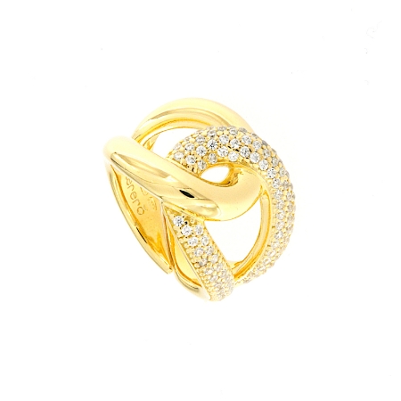 Anello in argento dorato e zirconi