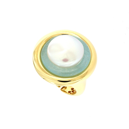 anello in argento acquamarina e perla