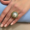 Anello in argento dorato acquamarina e perla 