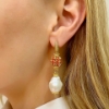 Orecchini in argento con corallo e perle