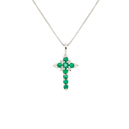 Croce in oro con smeraldi e diamanti